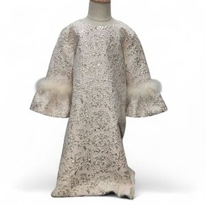 Halabaloo Dress Bell Sleeves Faux Fur Light Pink Silver Detail Read Description